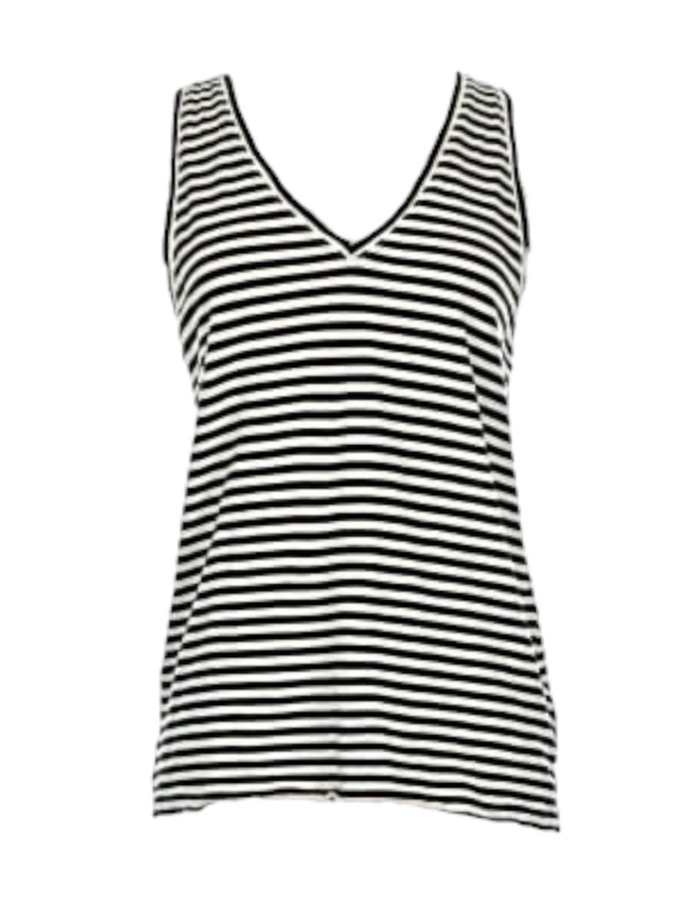 Madewell Whisper Cotton V-Neck Pocket Tank Top Striped Black White Medium - Picture 3 of 10